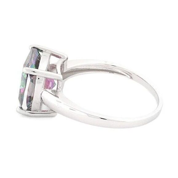 Sterling Silver Cushion Cut Rainbow Mystic Topaz Ring New - Picture 4 of 7